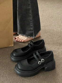 Pantofi Rotund-Deget de la picior Femei Tocuri All-Meci Superficial Gura Casual Femei Adidași Oxfords Saboti Platforma Apartamente Pe Tocuri Piele Noua S