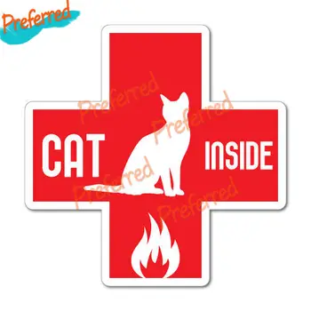 Pisica în Interiorul Urgență de Incendiu Autocolant Decal Autocolante animale de Companie Arta Laptop de Înaltă Calitate KK de Vinil Acoperă Zgârieturile Impermeabil din PVC Autocolant Auto