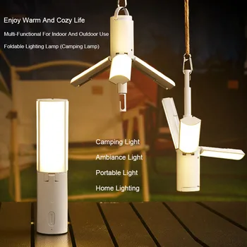 Portabil în aer liber Multi-funcția de Pliere Cort de Camping Lampa de Mână Agățat Lampă de Iluminat Portabil Cort de Iluminat Portabil Recharg