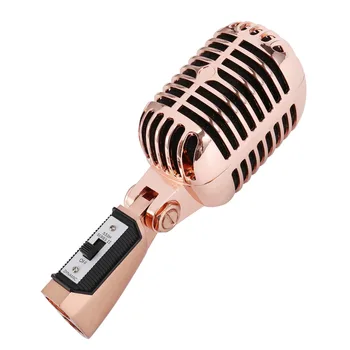 Profesionale cu Fir de Epocă Clasic Microfon Dinamic Vocal Microfon Mic pentru Performanta Live Karaoke(Rose Gold)