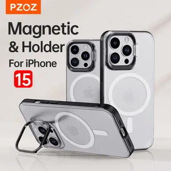 PZOZ Pentru iPhone 15 14 13 12 Pro Max Cazul în care Telefonul Capac de Protecție Pentru iPhone14 Plus de Încărcare Magnetic Suport de Telefon de Protecție a Lentilei