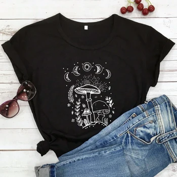 Retro Ciuperci Magice T-shirt Femei de Epocă Magică Cottagecore Tricouri