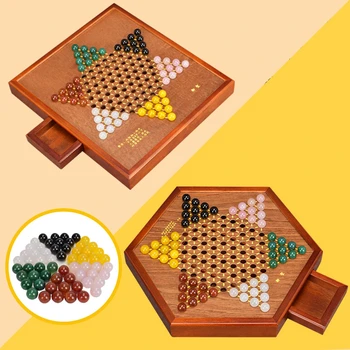 Sticlă/Agat Dame Chineză De Înaltă Calitate Multicolor Set De Șah Fine De Lemn Hexagon/Dreptunghi Tabla De Joc Clasic T6