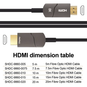 SZBITC Cablu HDMI 4K@60Hz Fibra Optica HDMI cu un Cablu HDMI de Mare Viteză Ultra HDR eARC 3D pentru HD TV Box Proiector PS4