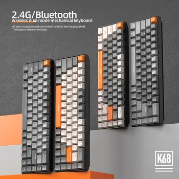 Tastatură de Gaming Dual-mode 2.4 G Bluetooth-compatibil 5.0 Wireless Tastatură Mecanică Pentru Calculator, Telefoane