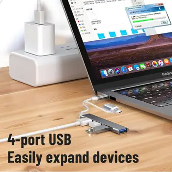Tip C + HUB USB Dock USB 3.0 3.0 2.0 Hub 4 Porturi Multi Splitter Adaptor OTG Pentru HUAWEI Macbook Aliaj de Aluminiu