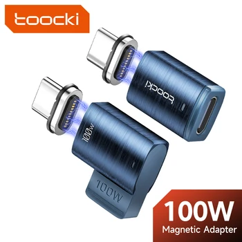 Toocki 100W PD3.0 Magnetic Adaptor de Tip C Tip C Conector 90 Grade de Încărcare Rapidă USB-C OTG Adaptor Pentru Macbook Samsung Huawei