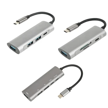 Type C la USB Hub de Mare Viteză de Transfer de Date, Plug & Play Card Reader USB3.0/2.0 Port Aliaj De Aluminiu Scoici Ușor De Expansiune