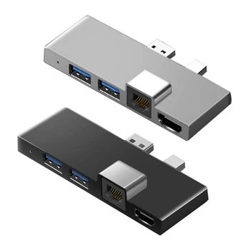 USB3.1 USB-C Hub Docking Station Gen1 4K HDMI Compatibil SD/TF Card Reader RJ45 6In1 Converter Pentru Microsoft Surface