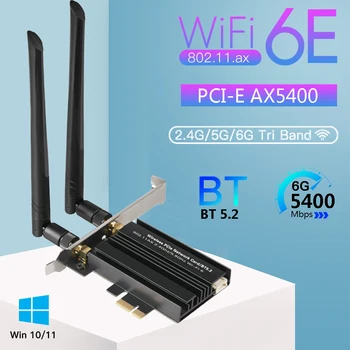 WiFi 6E 5400Mbps Tri Band 2.4 G/5G/6Ghz Wireless placa de Retea Gigabit PCIE Adaptor Bluetooth 5.2 Adaptor WiFi Pentru a Câștiga 10/11