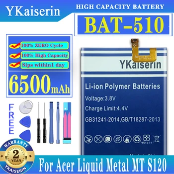 YKaiserin de Înaltă Calitate 6500mAh BAT-510 Baterie Pentru Acer Liquid Metal MT S120 Pentru Acer Liquid Coaja Plus Telefon Mobil Batterij