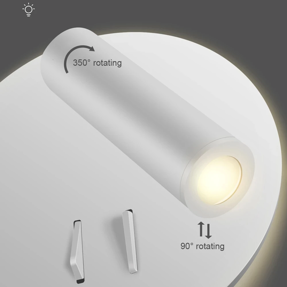Tokili Perete+Lămpi de Prindere Dublu Switch-uri de Iluminare LED 6W cu Reglabil Lumină de Lectură 2W pentru Coridor, Culoar Noptiera 100-240V