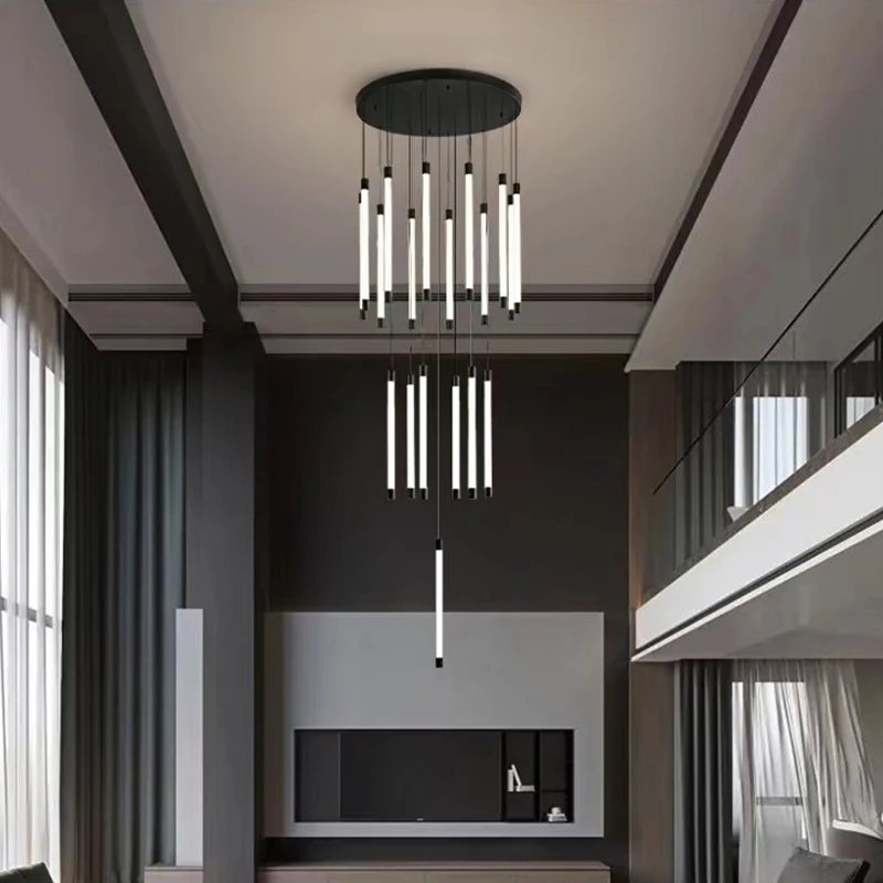 Scara Candelabru Modern Minimalist Atmosfera Casa Duplex Living Loft Apartament Minimalist Villa Rotative Tubulare Lampa