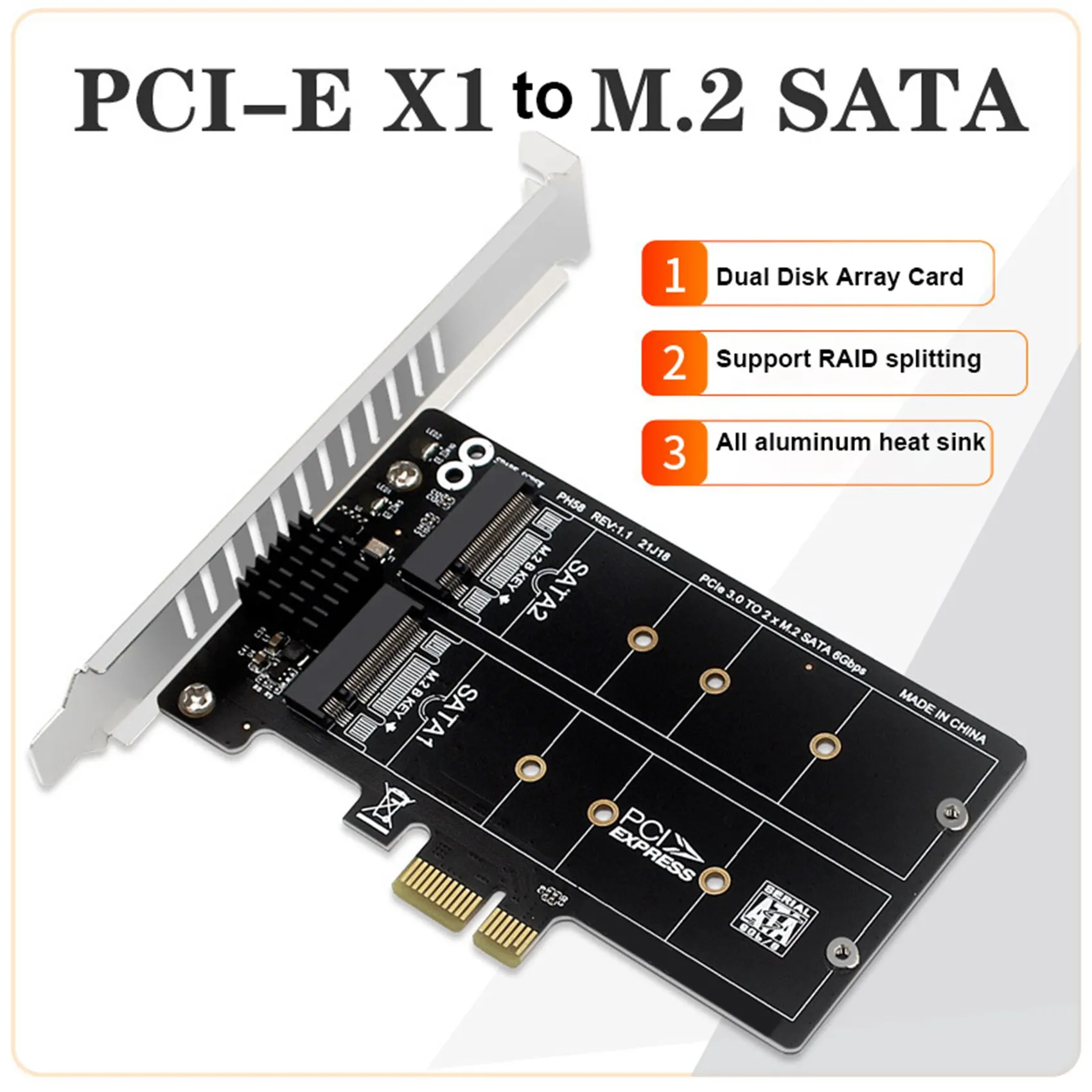 M. 2 SATA la PCIE Card Adaptor Dual-Disk RAID Card Card de Expansiune PCIEX1 să unitati solid state M2 SATA6G Riser Card
