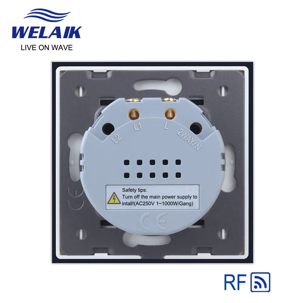 WELAIK 80*80mm Standard UE 1gang1way RF433MHZ Sticlă-Panoul de Control de la Distanță Touch-Comutator de Perete de Lumină-Comutator AC250V A1913CWR01