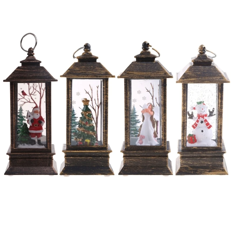 Crăciun Strălucitoare Lanternă Moș-Crăciun/Crăciun Copac/Zăpadă/Înger Luminat de Felinar Acasă Decor de Masă Cadou pentru Copii
